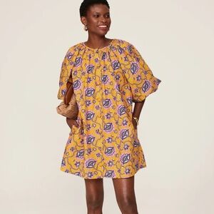 Rhode Golden Yellow Purple Floral Paloma Mini Dress